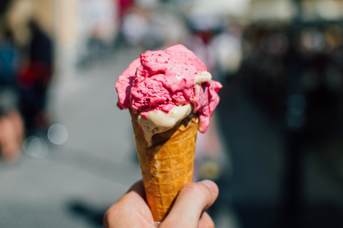 Ice cream cone with pink ice cream